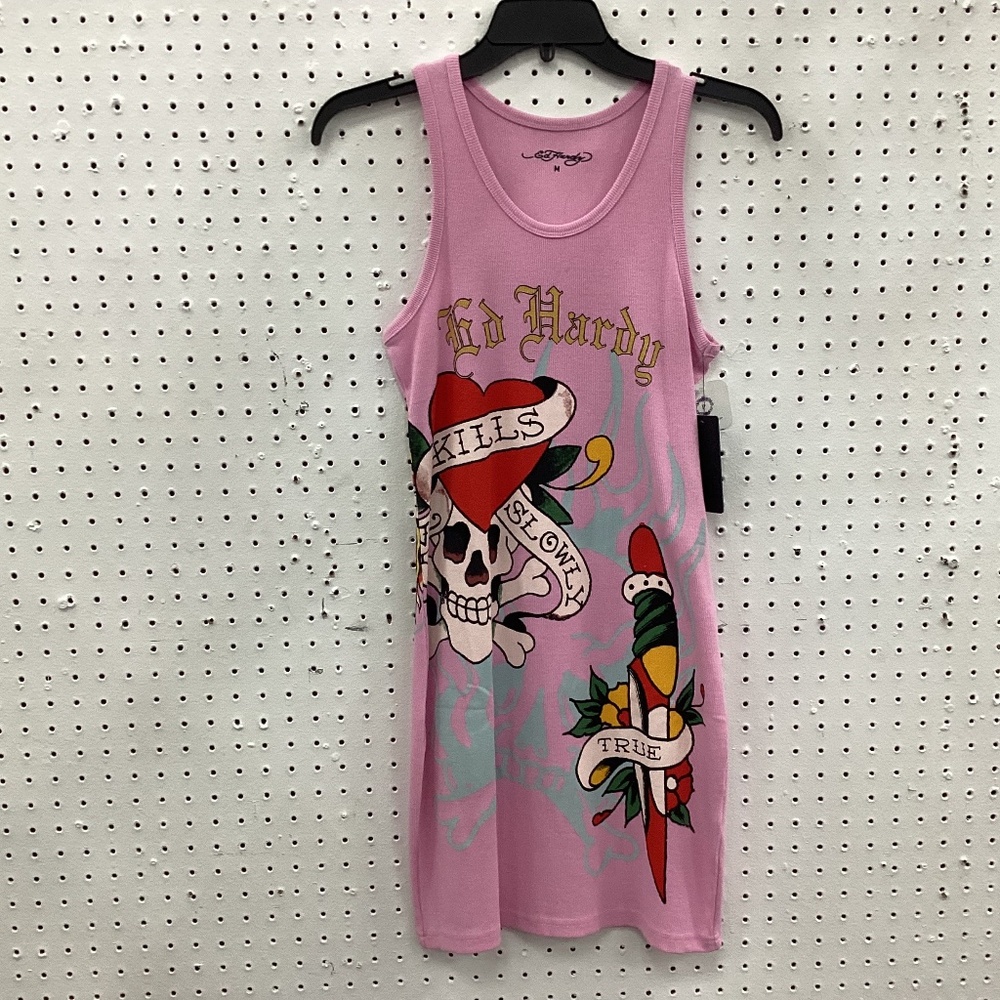 Ed Hardy Design  Sleeves Short  Dress, Size Medium, Color Pink Multi Color NWT